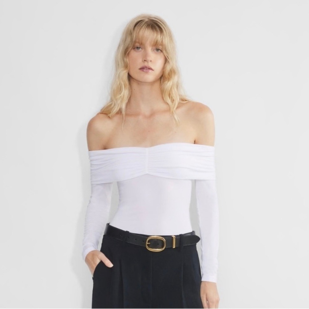 Wilfred Aritzia Gloria Off Shoulder Long Sleeve Top White Tencel Small NWT